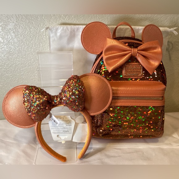 Peach Punch Sequin Minnie Loungefly SET - Picture 1 of 7